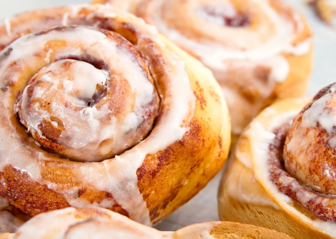 Iced cinnamon rolls fresh from the oven